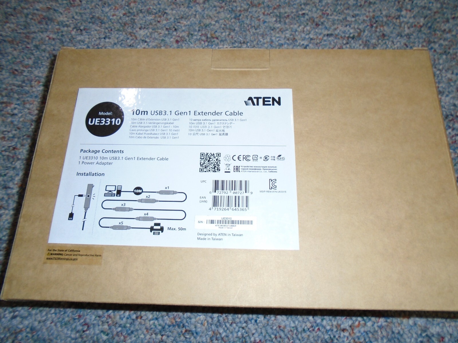 ATEN UE3310 USB 3.1 Gen1 Extender/USB Data Transfer Cable *NEW*