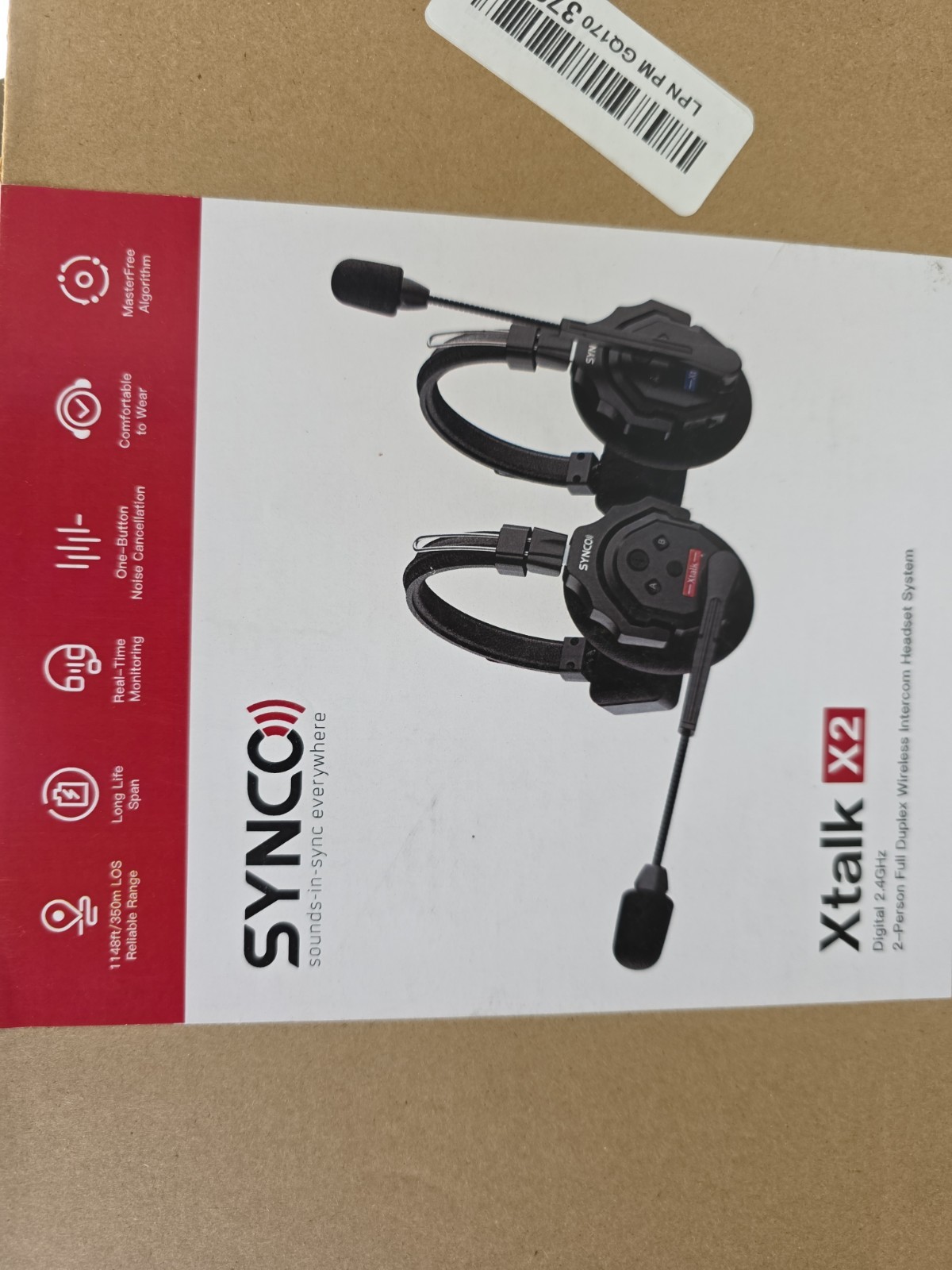SYNCO XTALK X2 Wireless Intercom Headset System, 2.4GHz Communication Headset...