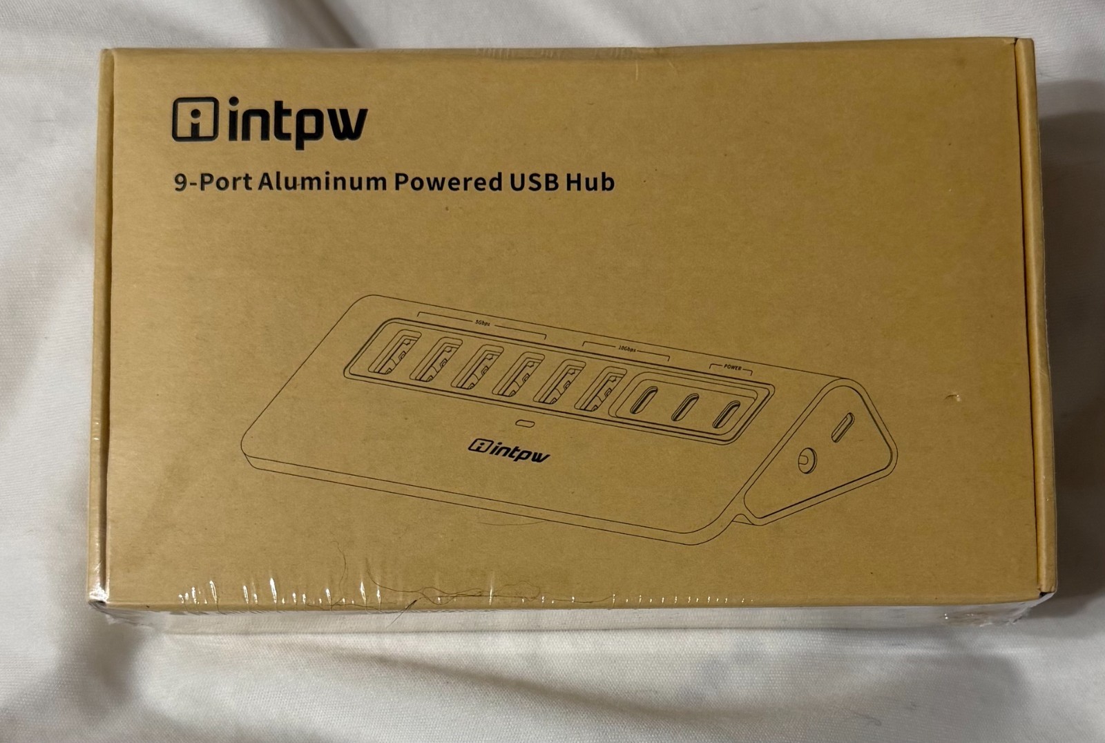intpw 9-Port Aluminum Powered USB Hub 10Gbps USB 3.2 65W Adapter 45W PD NEW