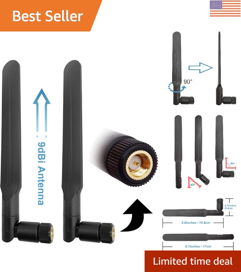 Omni-Directional 4G LTE Antenna - 9 dBi High Gain SMA Male Connector 2 Pack