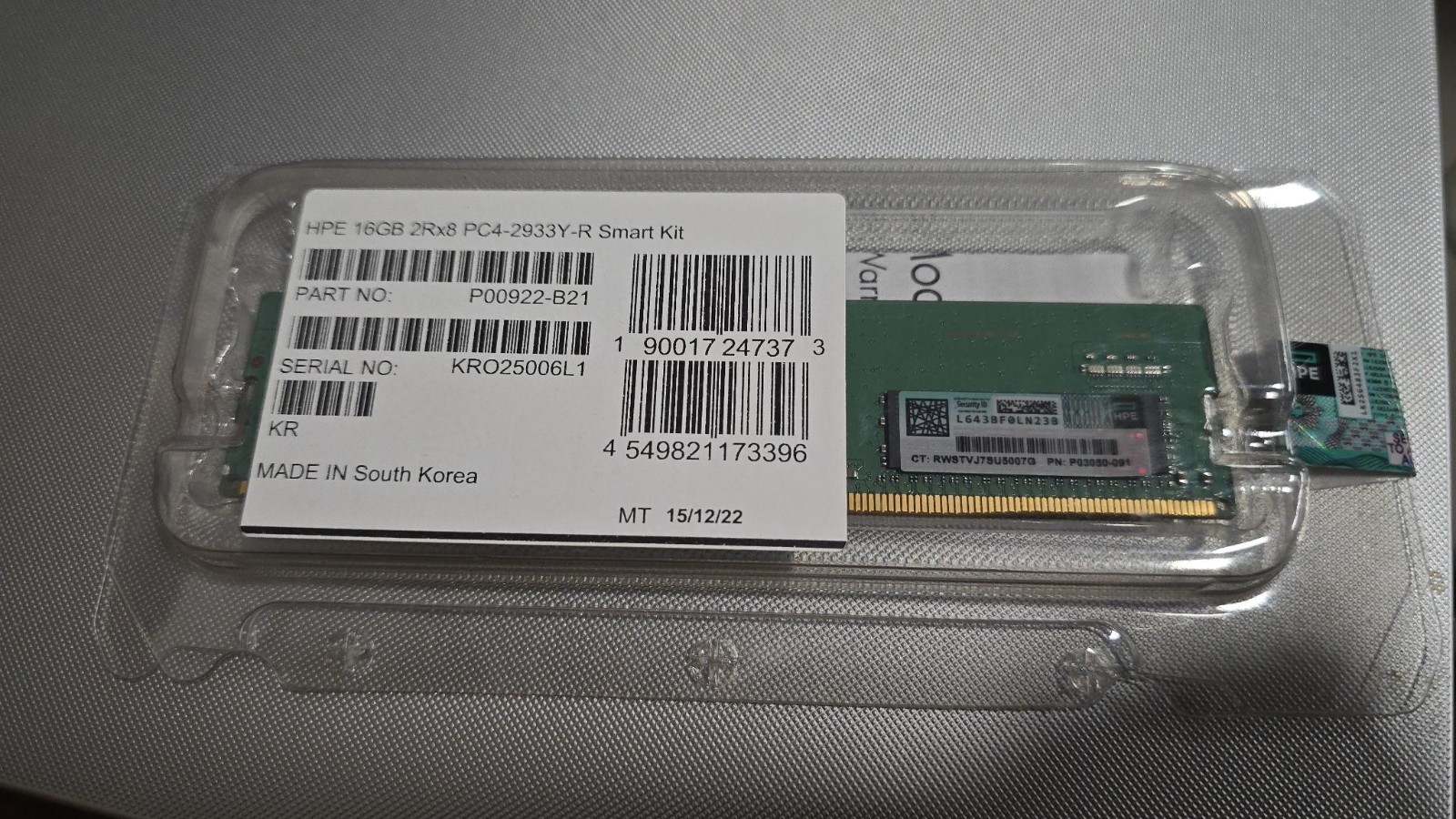 Lot of 100 HPE Smart Memory 16GB 2Rx8 PC4-2933Y P00922-B21 P06188-001 P03050-091