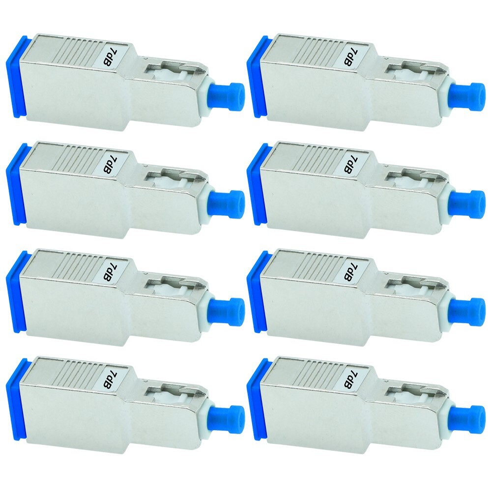 8 Pcs 7dB SC UPC Connector Fiber Optic Optical Single Mode Attenuator Metal Blue