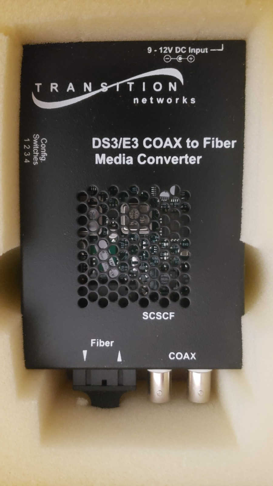 TRANSITION NETWORKS SCSCF3014-100 DS3/E3 COAX TO FIBER MEDIA CONVERTER