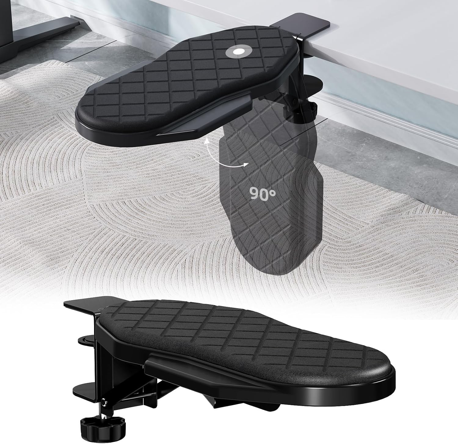 Ergonomics Desk Extender Tray, Table Mount Arm Wrist Rest Shelf, 90° Foldab