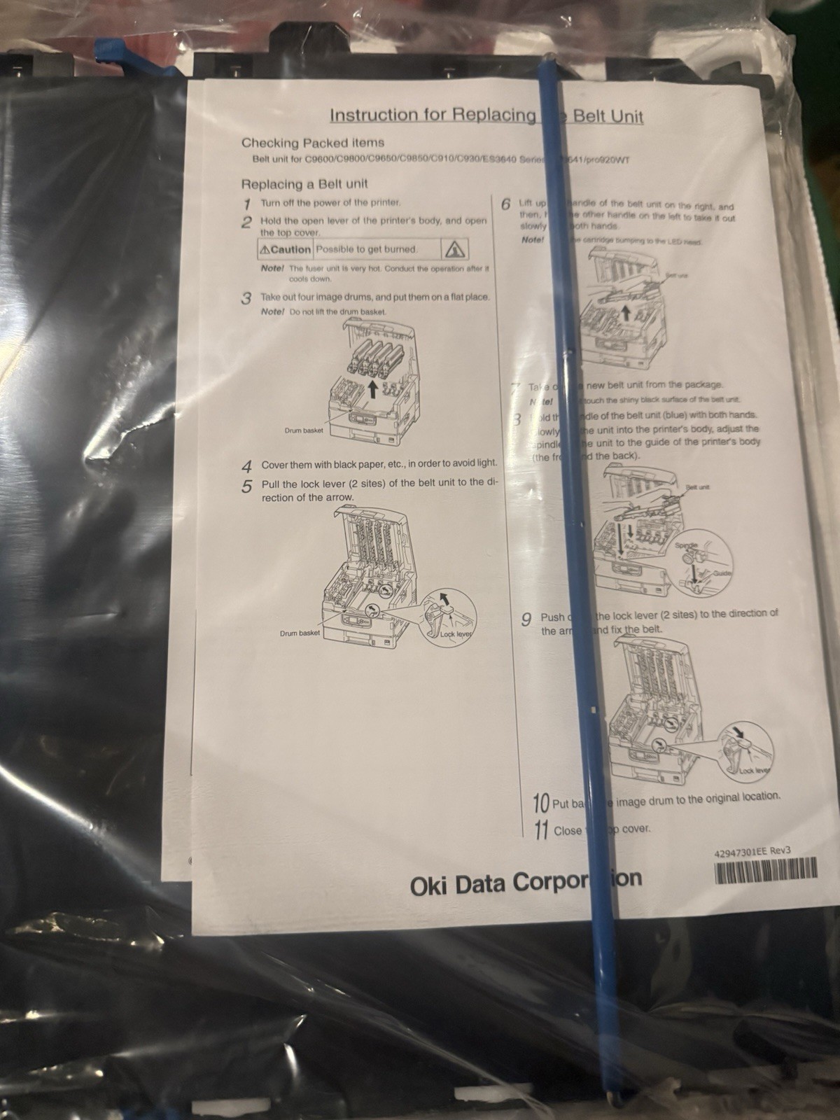 Original OEM Okidata Image Transfer Belt Unit Genuine Sealed 42947301EE New