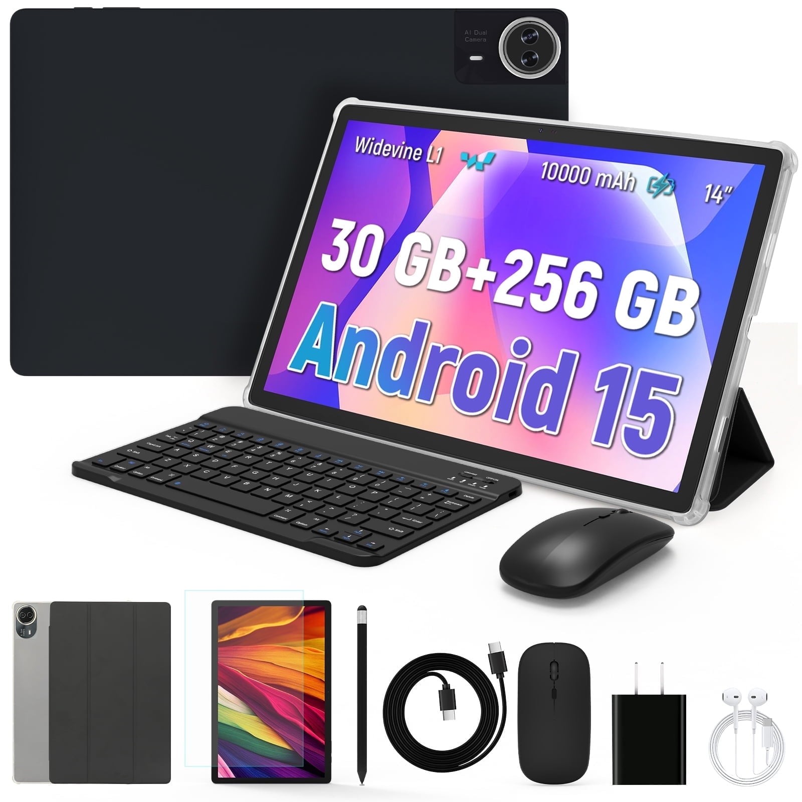 2025 14 inch TouchScreen Tablet Android 15 30GB RAM 256GB ROM 10000mAh WiFi 6