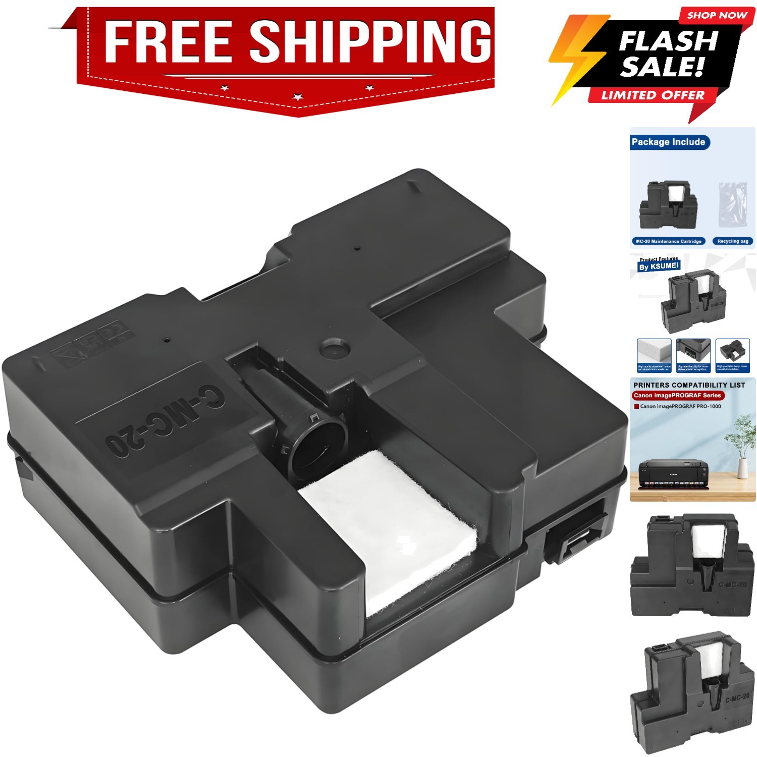 MC20 Maintenance Cartridge Maintenance Tank for Canon imagePROGRAF PRO-1000 I...