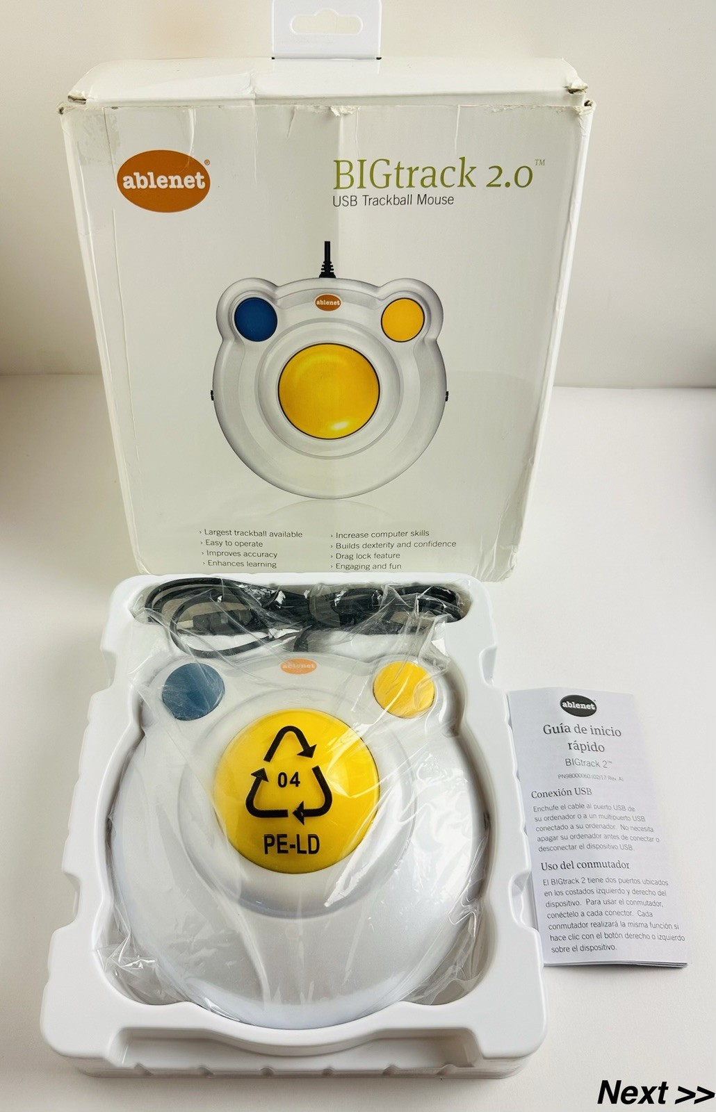 AbleNet BIGtrack 2 Trackball - Adaptive Mouse ( Unused Item ) Damaged Box