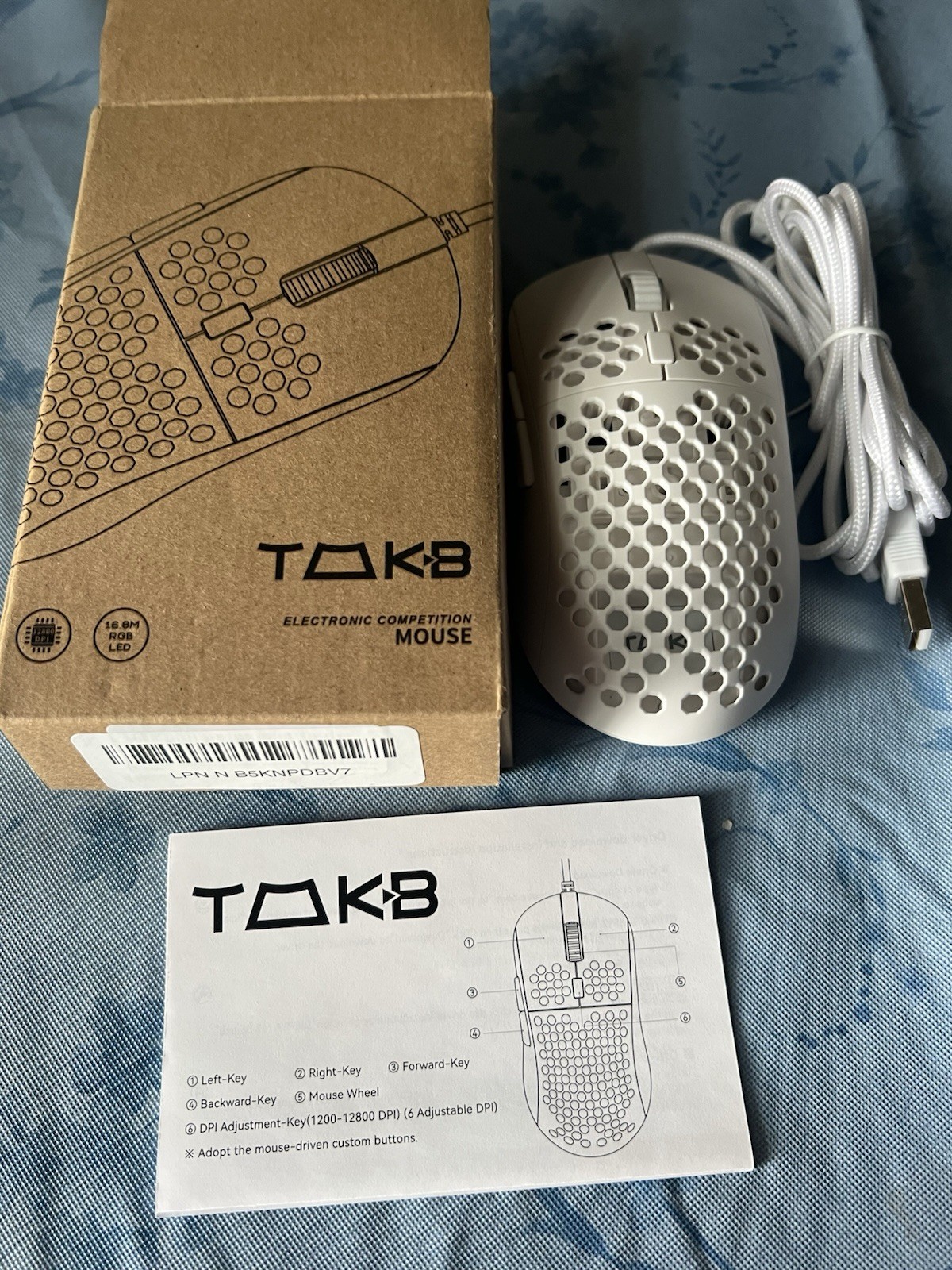 TMKB Falcon M1SE White Ultralight Honeycomb Wired Gaming Computer Mouse PC LED