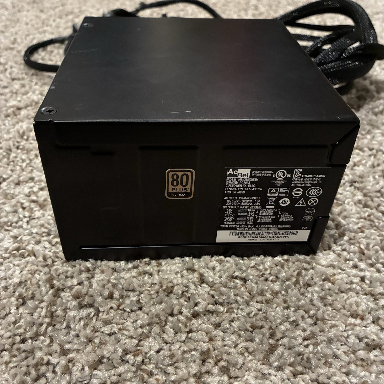 AcBel SP50A36160 450W SFX Power Supply Unit, 80 PLUS Bronze, Black