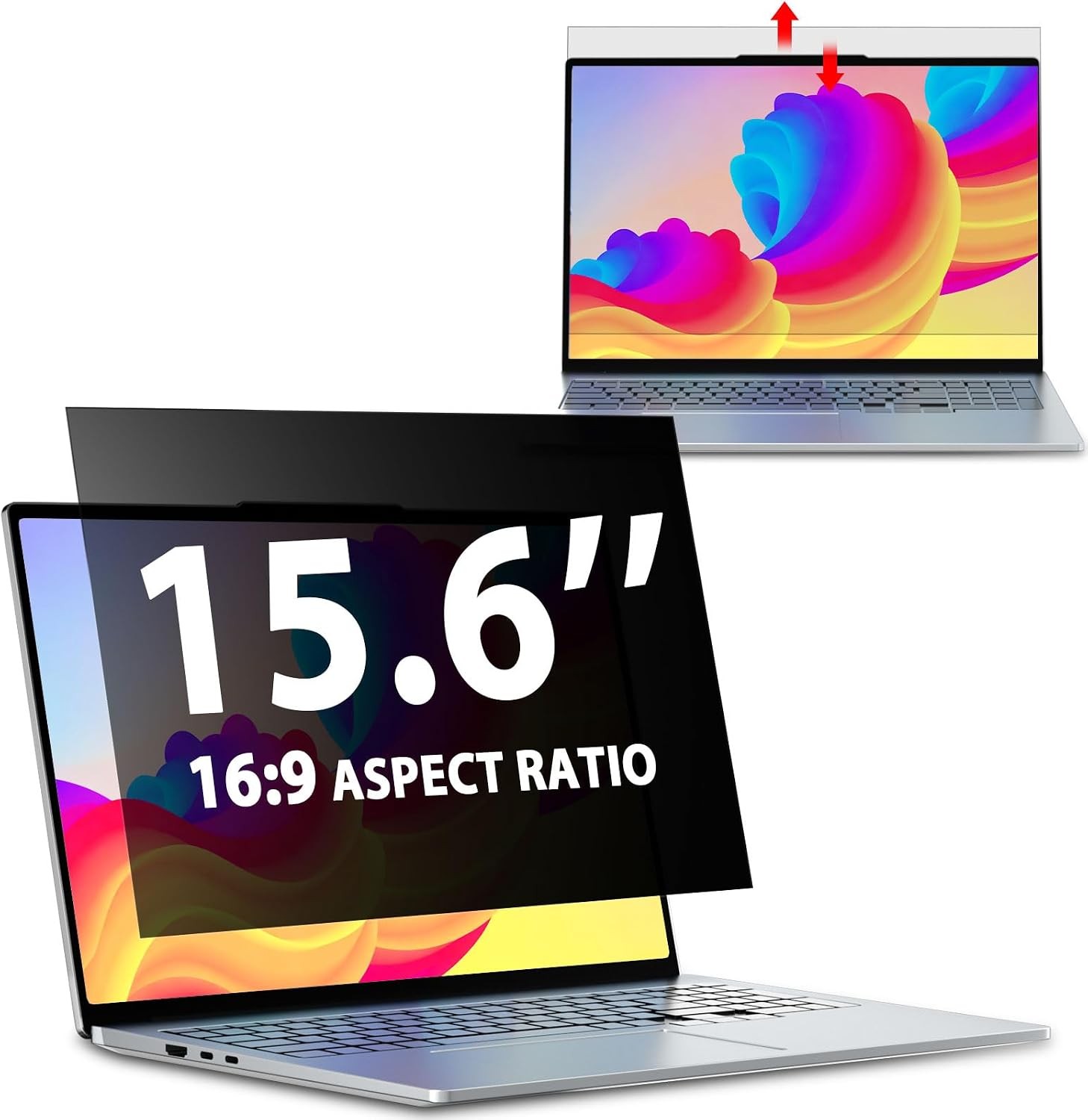 15.6 Inch Laptop Privacy Screen 16:9 Aspect Ratio, Removable Anti-Glare Shield