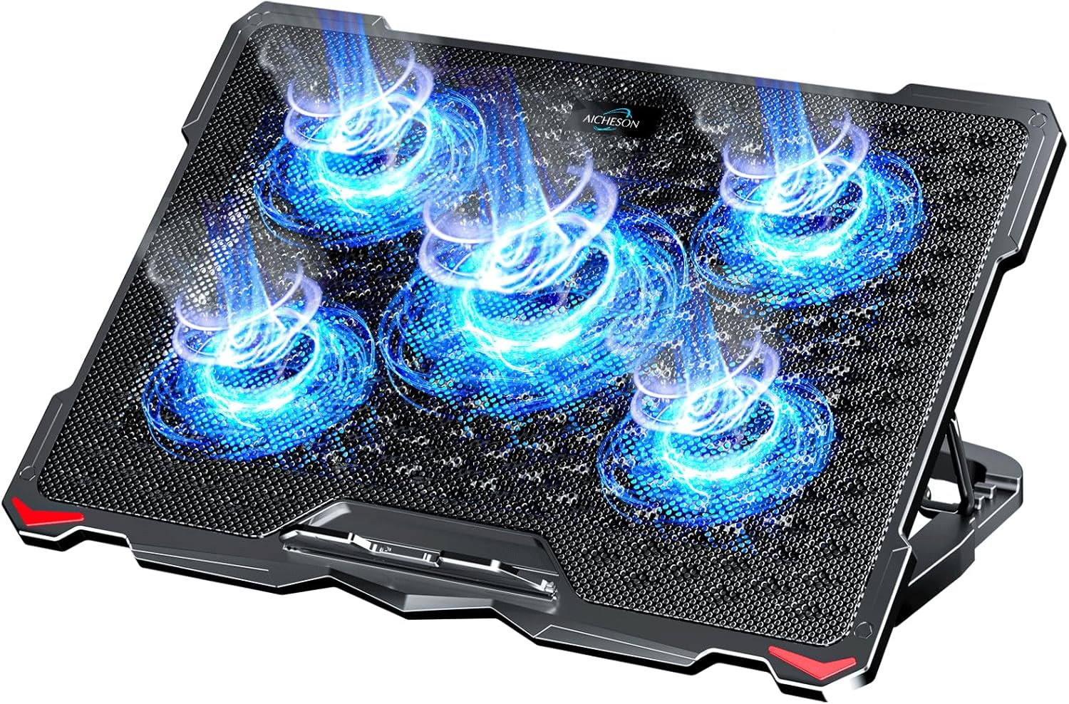 AICHESON Laptop Cooling Pad 5 Fans Up to 17.3 Inch Heavy Notebook Cooler, Blue L