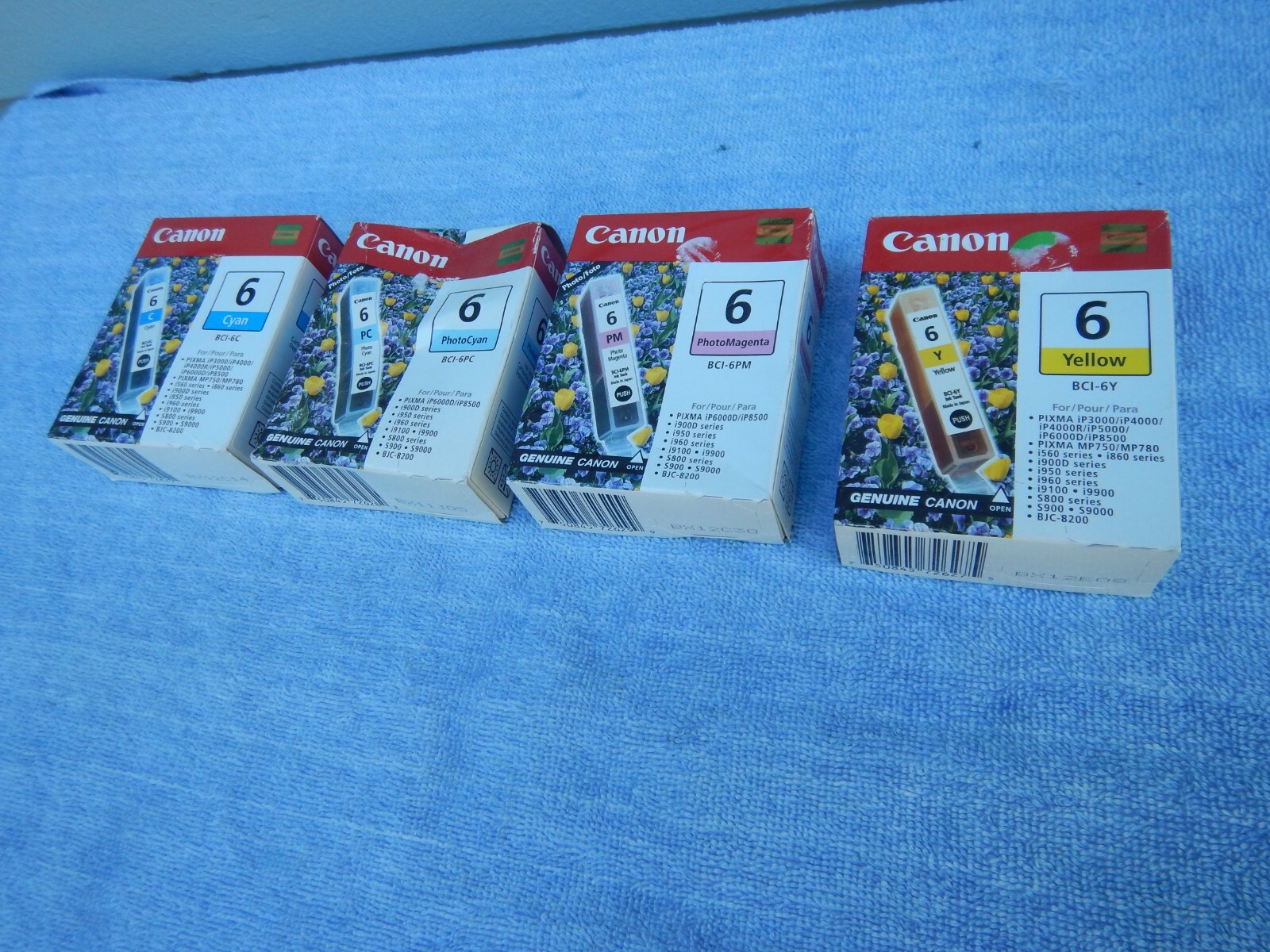 Canon Ink Jet Print Cartridge Cartridges BCI-6Y, 6PM, 6PC, 6C Lot of Four