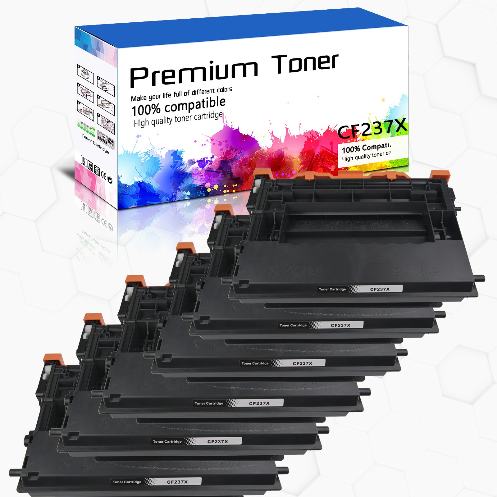 6PK 25,000 Pages Hi-Yield 37X,CF237X Toner For HP M609x MFP M632fht M633fh M632h