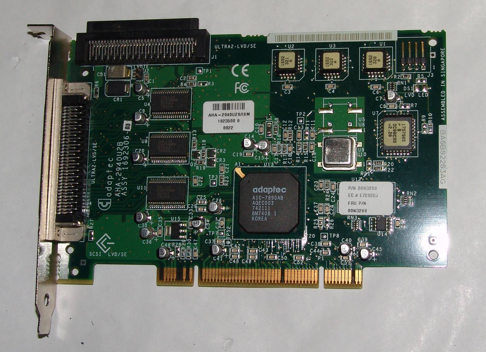 Adaptec AHA-2940U2B/IBM 00N3268 Ultra2 SCSI Controller Card