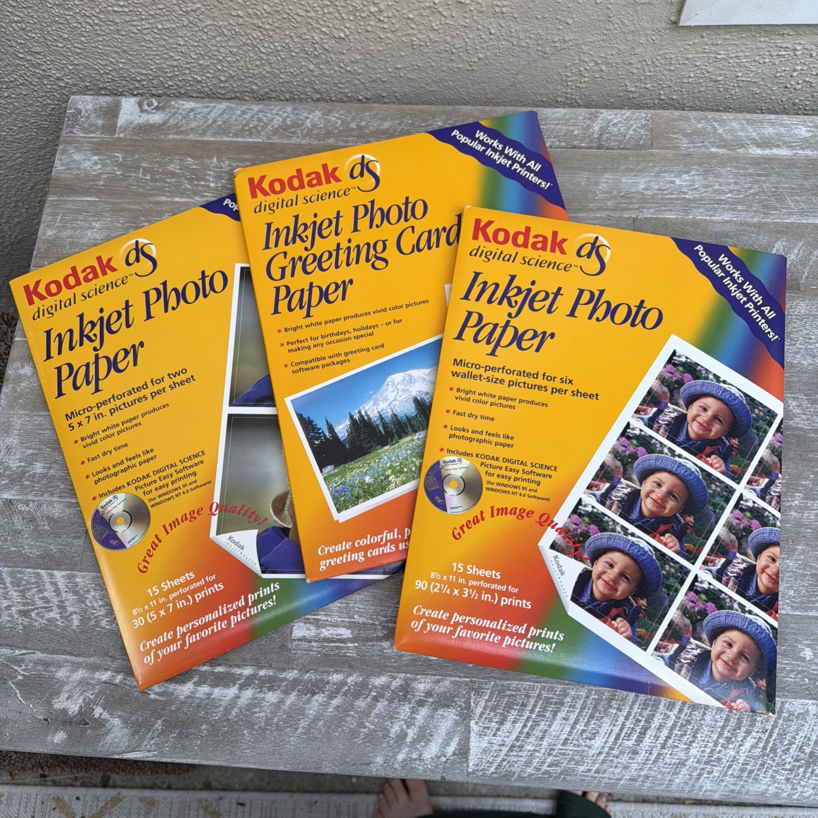 Mixed Photo Paper of 3 Lot Kodak - Inkjet Open Box - Various Sizes