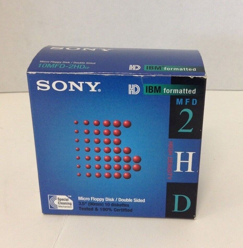 SONY 2HD IBM Formatted 10 count Diskettes Micro Floppy Disk / Double Sided
