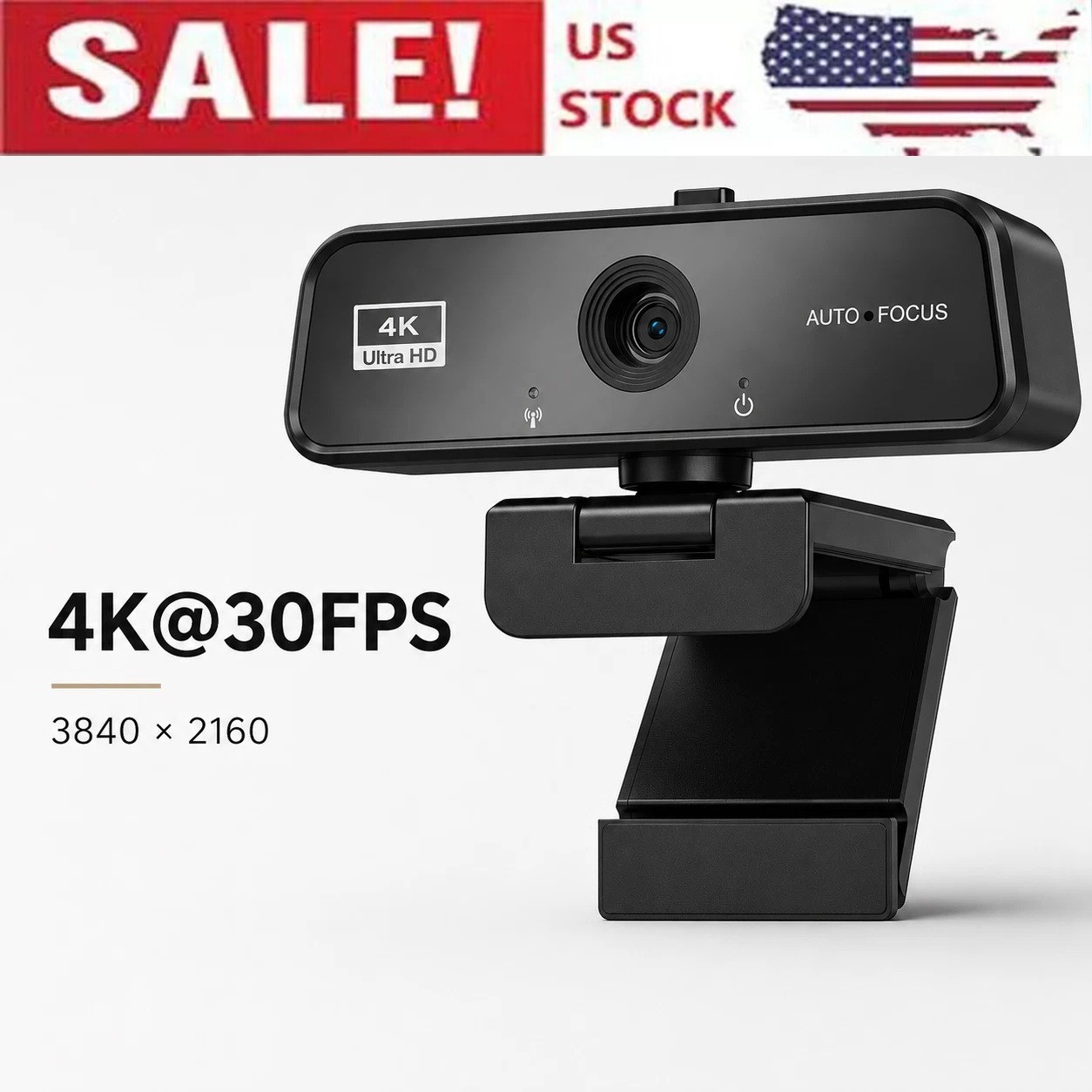 4K UHD Webcam USB for PC Autofocus Web Camera w Microphone with Privacy cover US