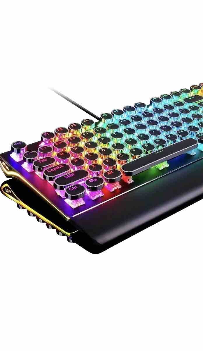 RK ROYAL KLUDGE S108 Typewriter Style Retro Mechanical Gaming Keyboard Wired