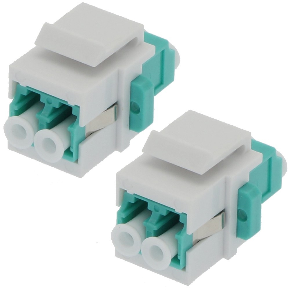2x LC/UPC OM3 Duplex Multi Mode Fiber Optical Coupler Keystone Jack Snap-in Aqua