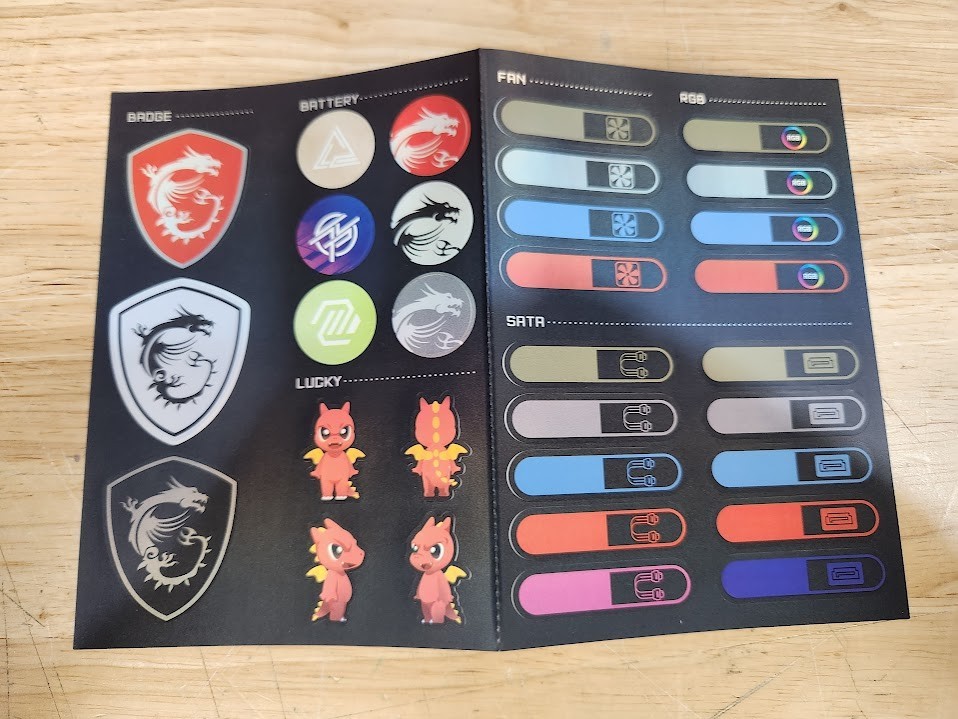 MSI Lucky Dragon Logo  Battery Fan RGB SATA Stickers Decals PC Tower Case DIY