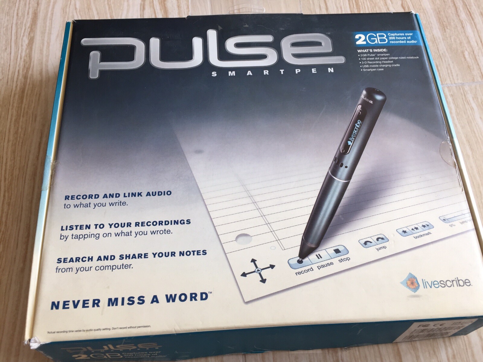 Livescribe Pulse Digital SmartPen  2GB USB "Never Miss A Word"