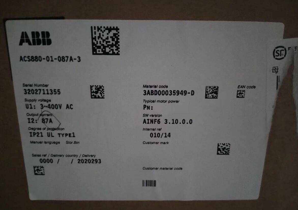 ACS880-01-087A-3 ABB VFD 45KW New in box Fastshipping
