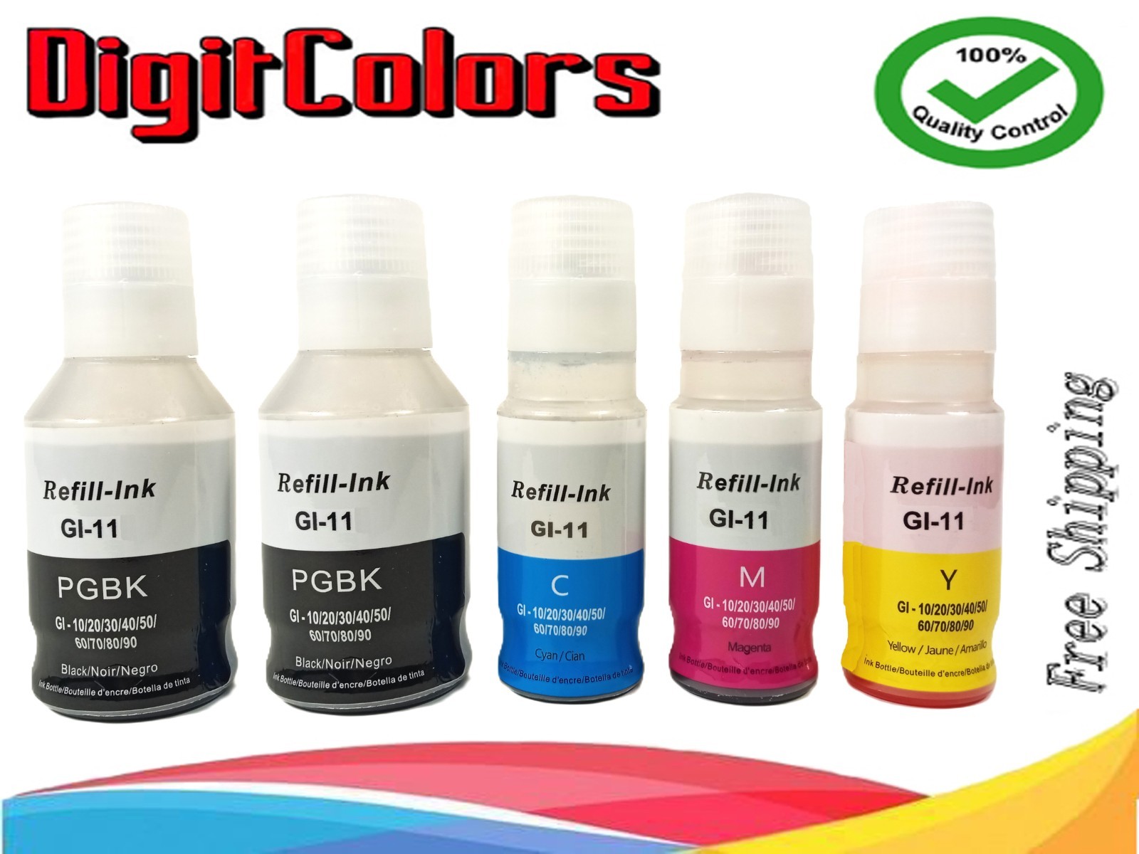 GI-11  Ink Refill Bottle for use Canon PIXMA Mega tank G2160 G3160 5PK