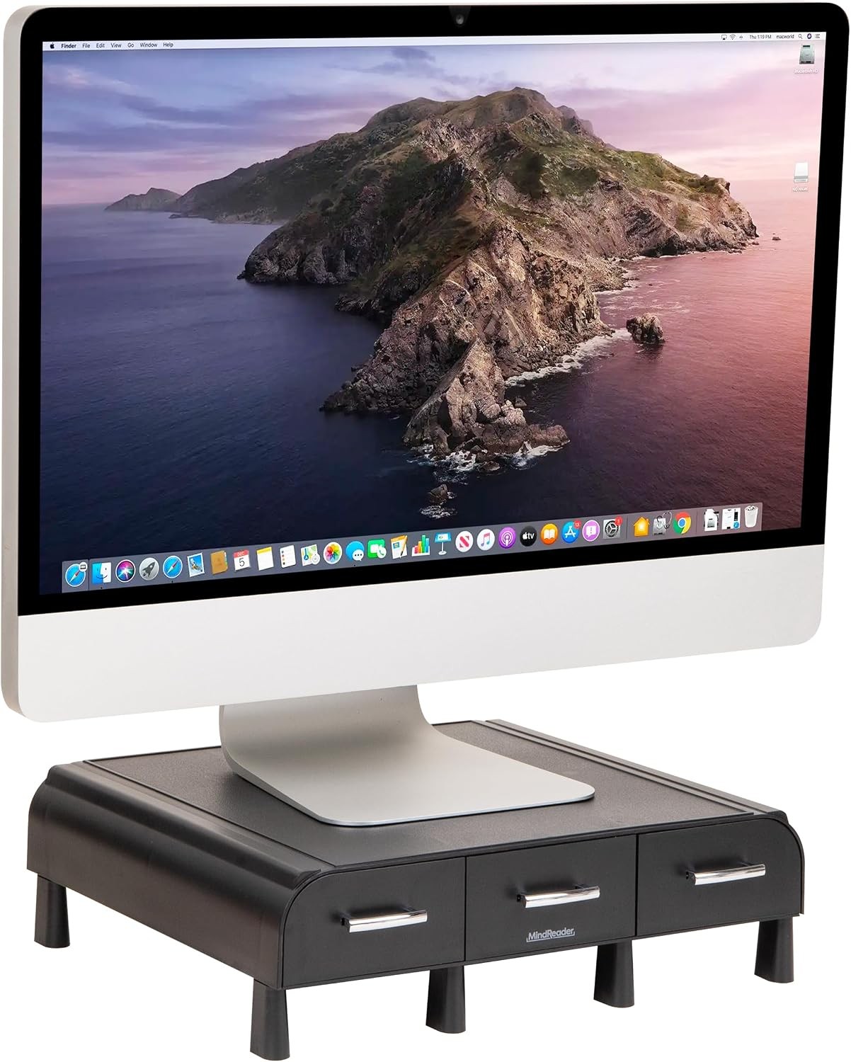 Monitor Stand, Laptop Riser, Desktop Organizer, Storage Drawer, Office, Plastic,
