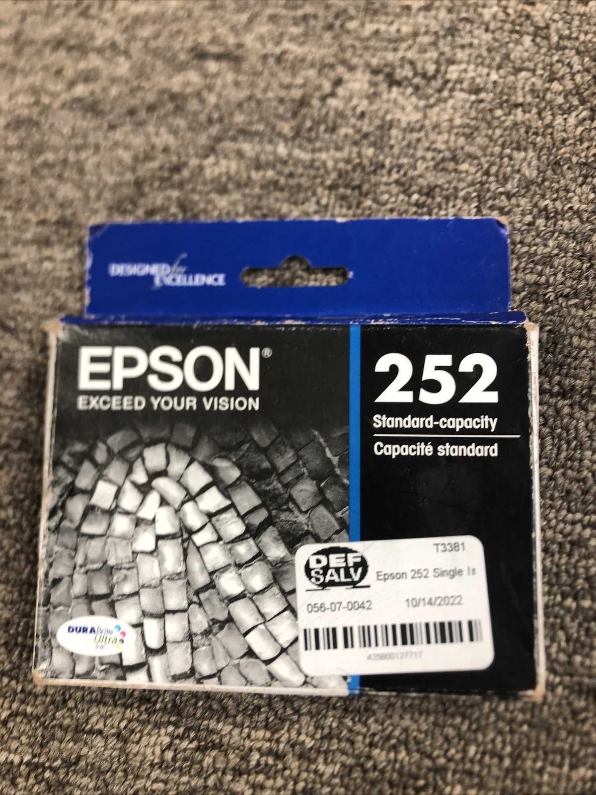 BRAND NEW EPSON 252 STANDARD CAPACITY BLACK INK CARTRIDGE Exp. 01/2025