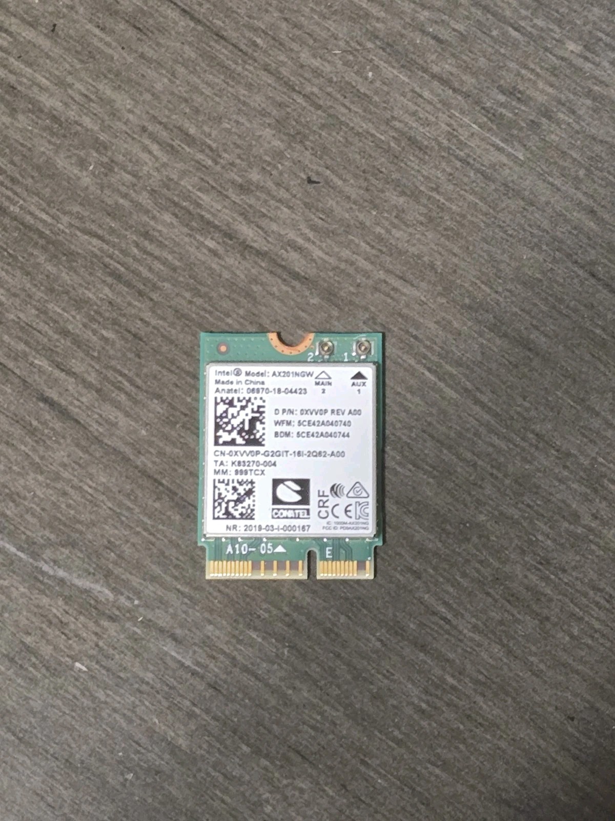 Lot Of 10 Intel AX201NGW WiFi 6 Bluetooth M.2 Wireless Card Dell 0XVV0P XVV0P