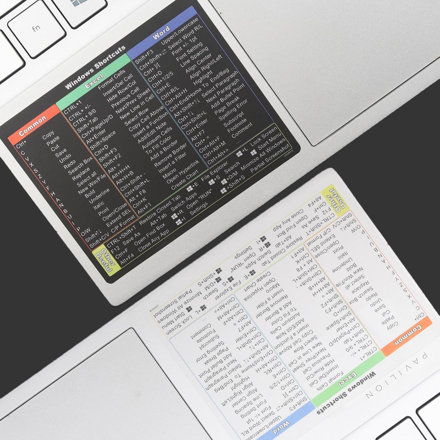 Windows Keyboard Shortcut Stickers 2 Pack, Visual Cheat Sheet for Windows