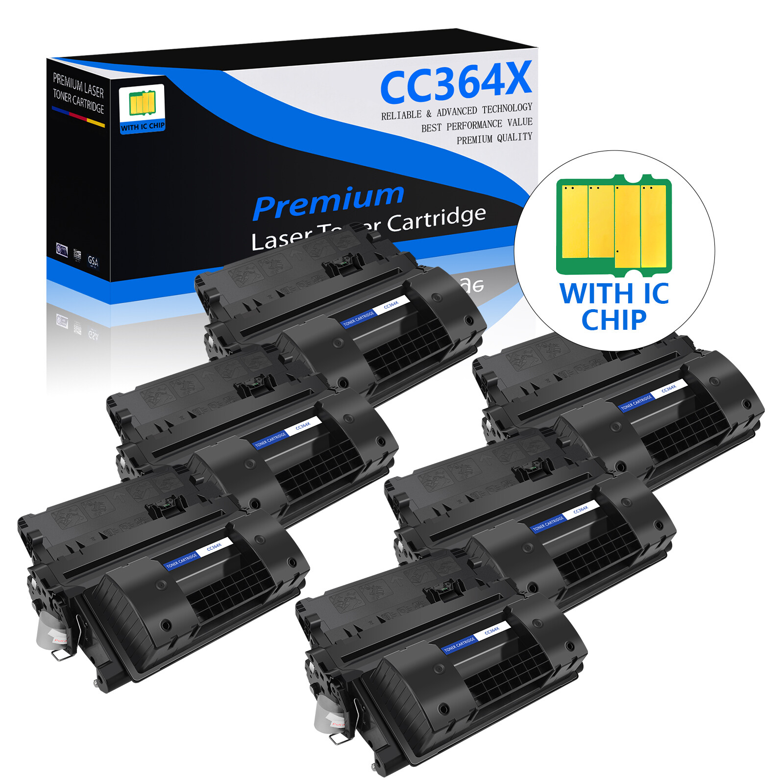 6 PACK Black CC364X 64X Toner Cartridge for HP LaserJet  P4015 P4515 P4015x