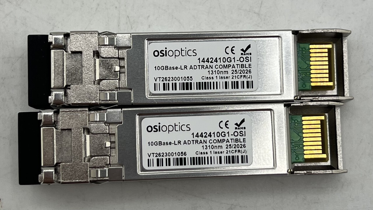 LOT OF 2 OSIOPTICS 1442410G1-OSI 10GBASE-LR ADTRAN COMPATIBLE 1310NM TRANSCEIVER