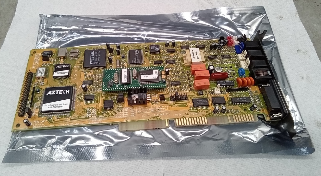 1 NOS  AZTECH SOUND CARD ISA SLOT BUILT IN FAX MODEM 14.4  NEW