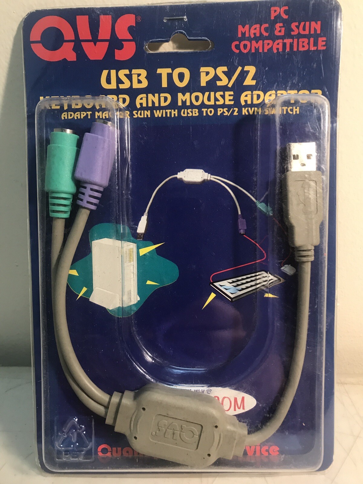 QVS USB-PS2YB USB to PS/2 Keyboard & Muose Converter