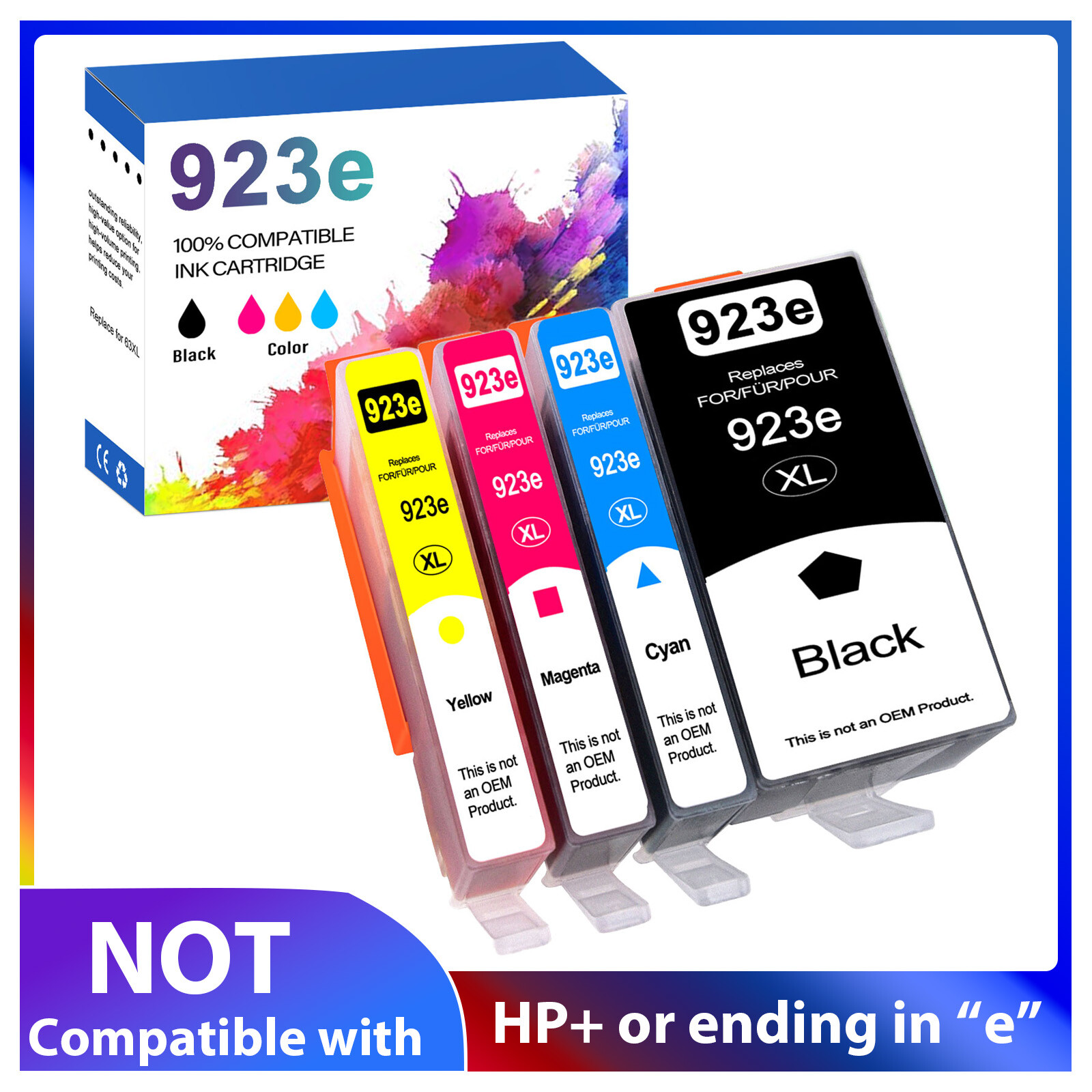 4PK 923 CYBM Color INK Compatible With HP OfficeJet Pro 8130~Not for “e“ series