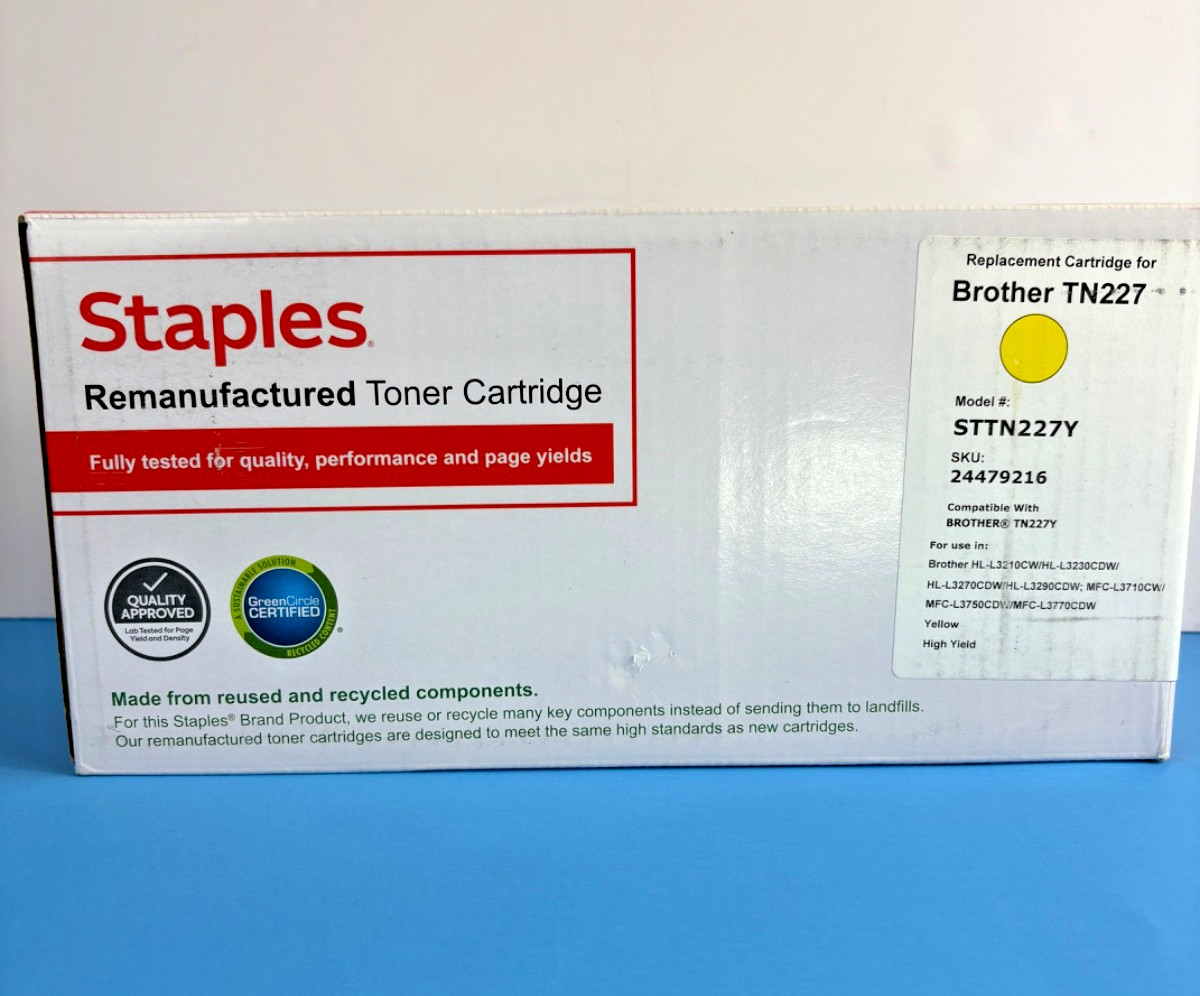 Staples  Yellow High Yield Toner Cartridge Replacement for Brother STTN227Y