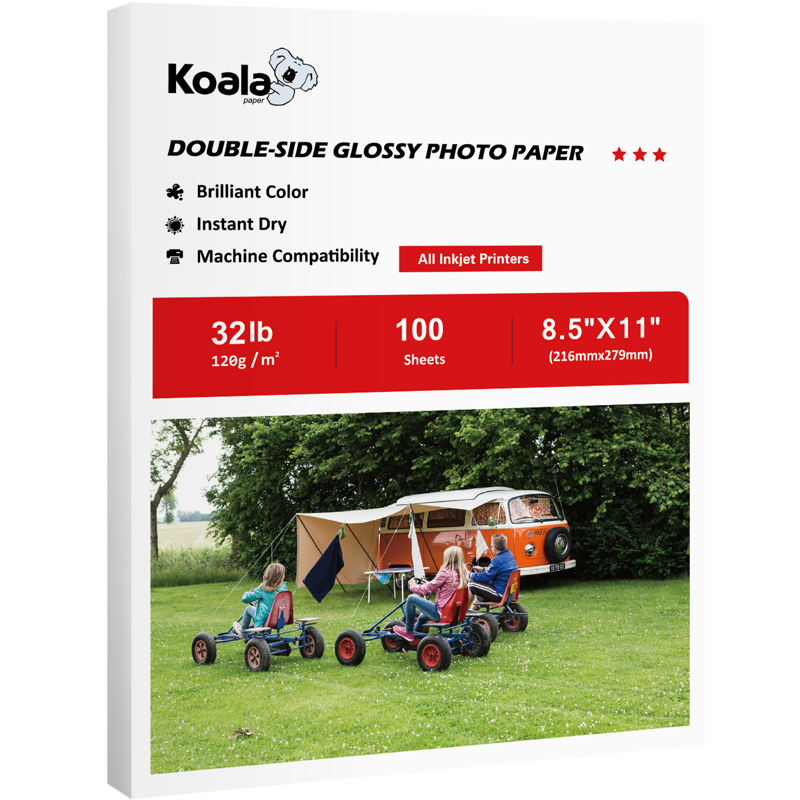100 Sh Koala Double Sided Glossy Photo Paper 8.5x11 32lb Brochure Paper Inkjet