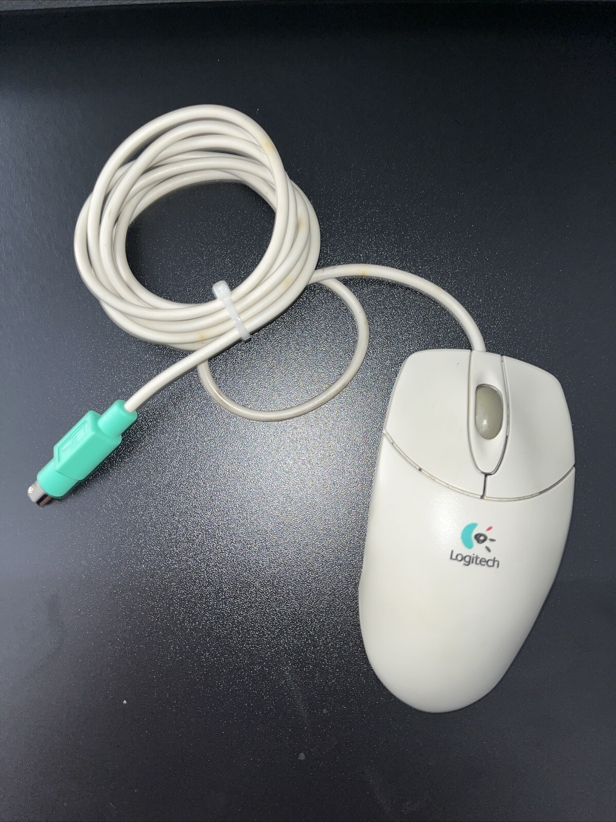 Vintage Logitech 2-Button Mechanical Trackball Mouse PS/2  M-S48 90s Retro