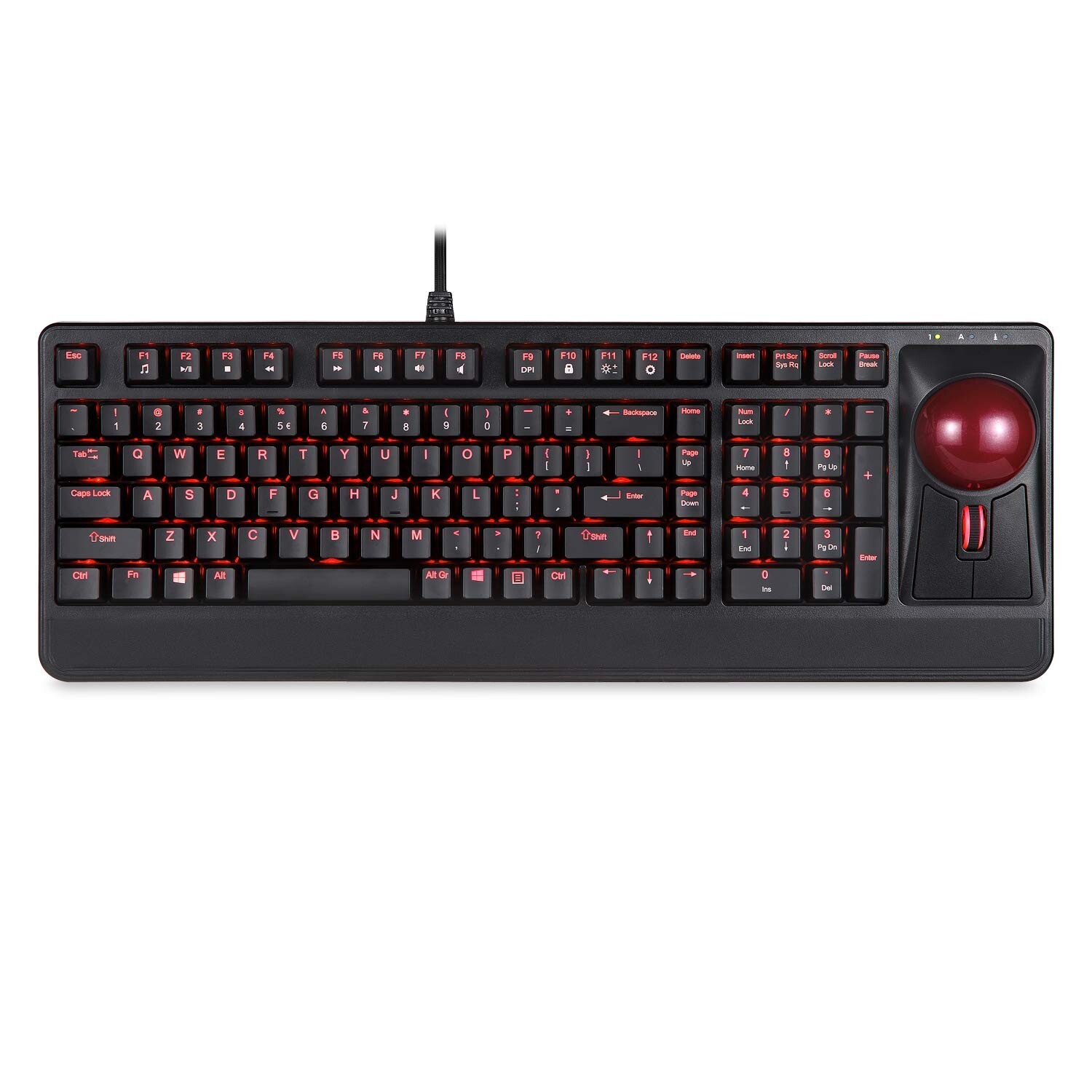 Perixx Periboard-322 Wired Mechanical Trackball Keyboard with 2 Hubs, 2.17 In...