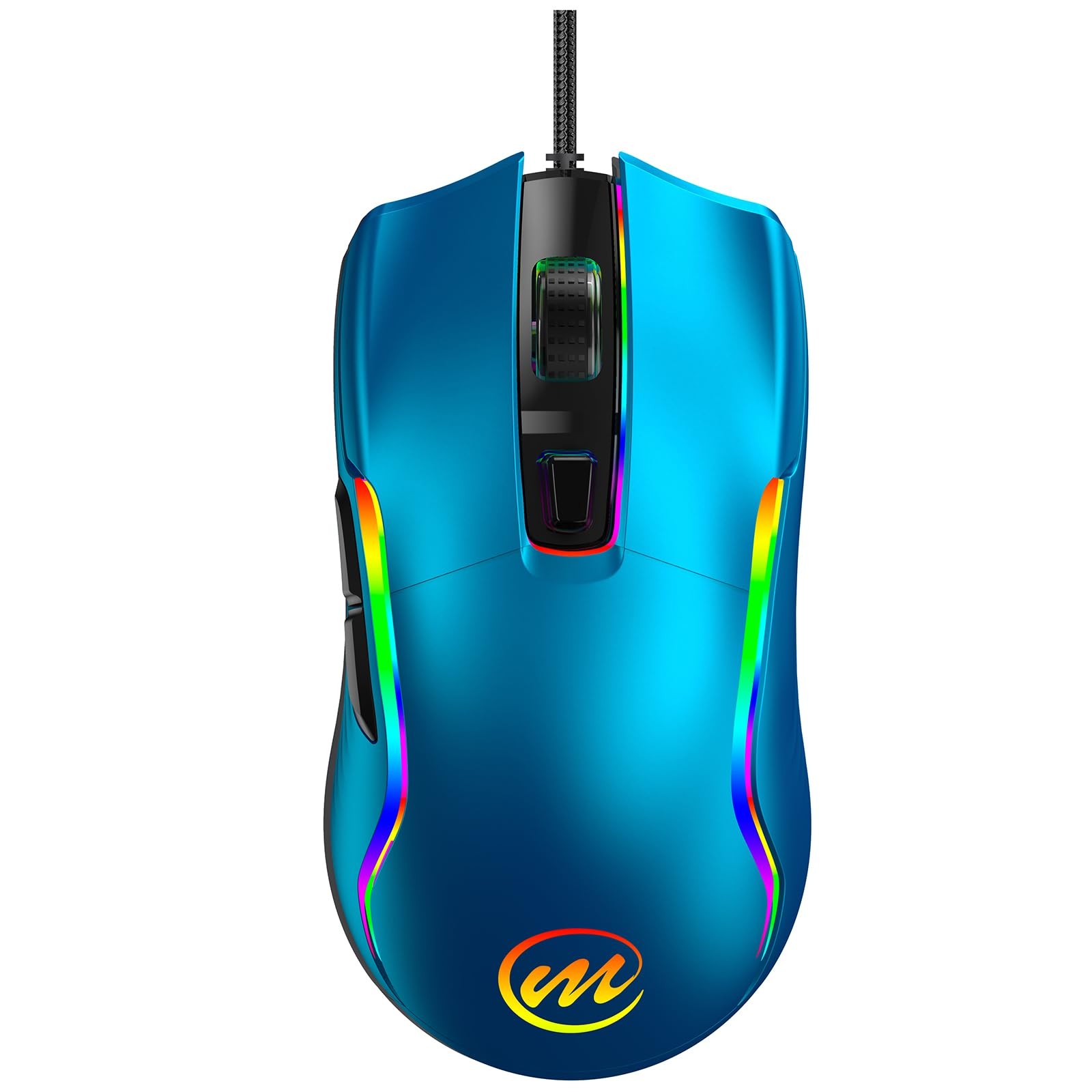 Wired Gaming Mouse RGB 12800 DPI 6 Buttons 12 Lighting Ergonomic 5.6FT Blue