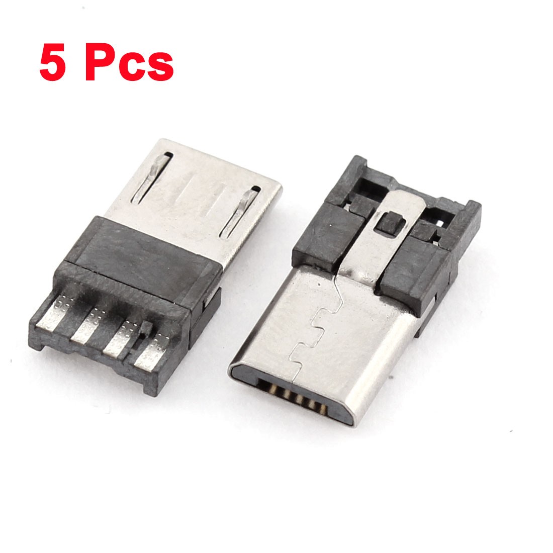 5 Pcs Micro USB B Type 5 Pin Male PCB Mount Jack Port Socket Replacement