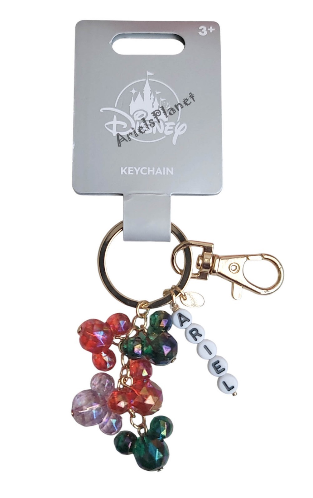 Disney Parks Mickey Mouse Ear Icon, Ariel Mermaid Beaded Keychain Bag Charm