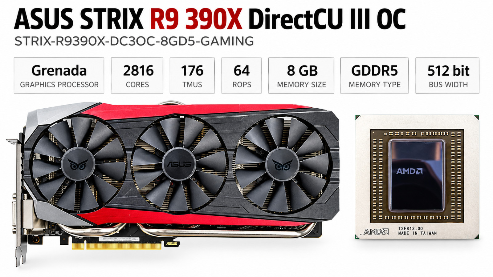 ASUS STRIX R9 390X DirectCU III OC 8GB GDDR5 Graphics Card✅3x DP HDMI DVI✅