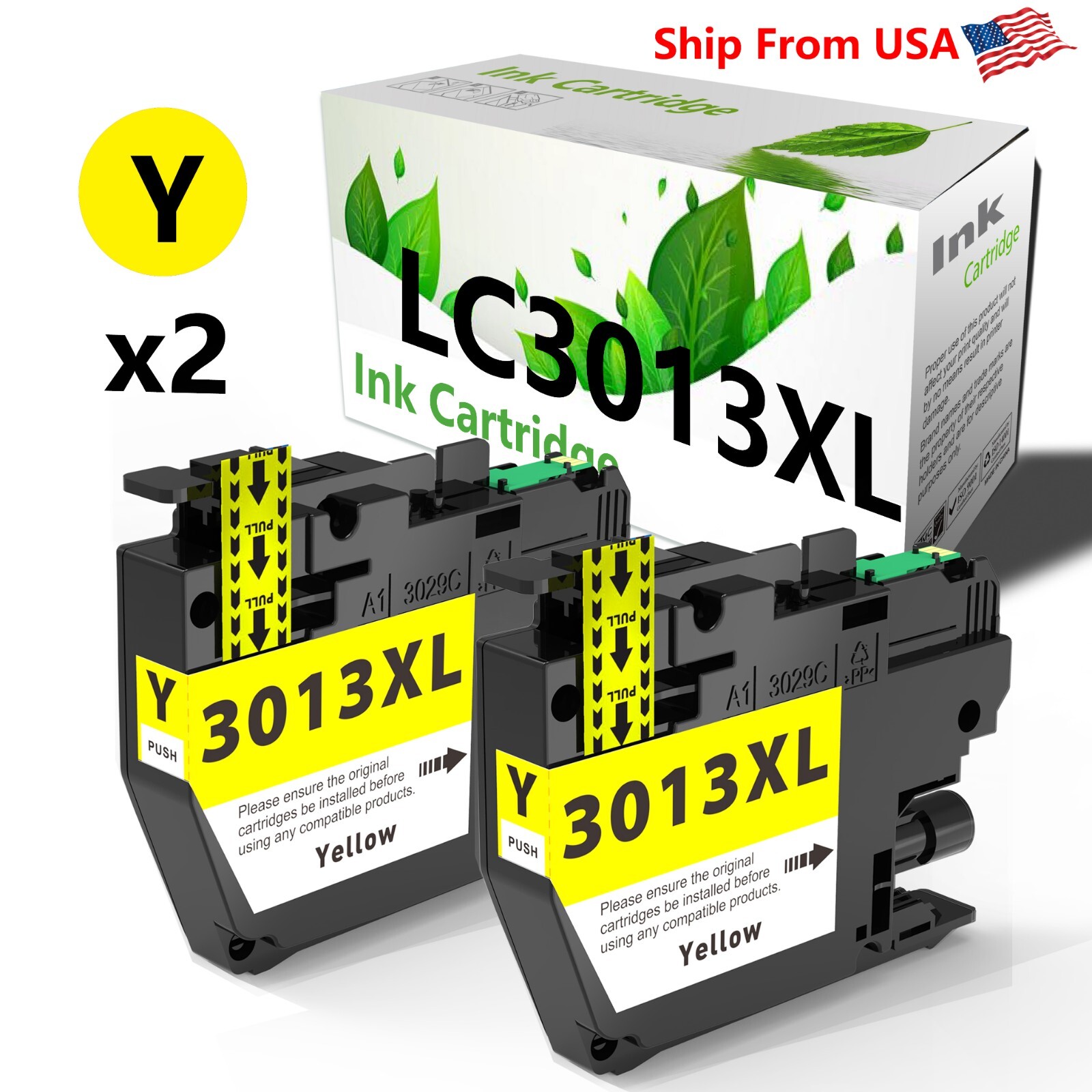 2PK Compatible Brother LC3013 XL Ink Cartridge Yellow for MFC-J690DW MFC-J895DW