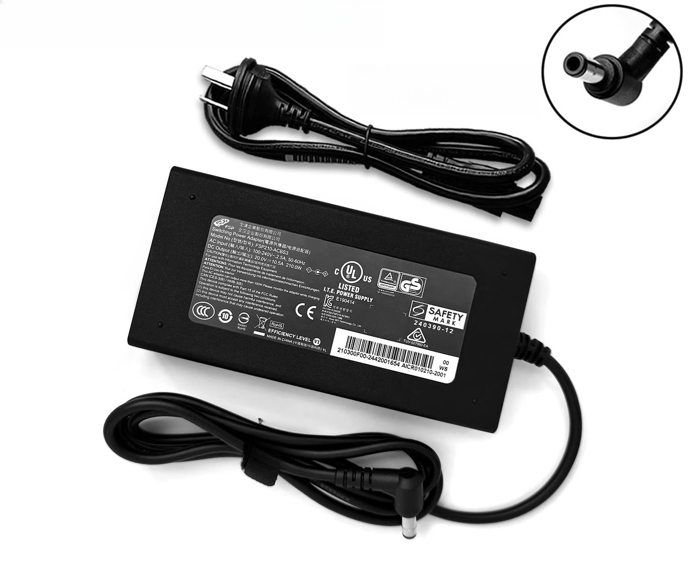 FSP 210W 20V 10.5A Laptop Charger Power Supply AC Adapter 5.5*2.5mm Tip