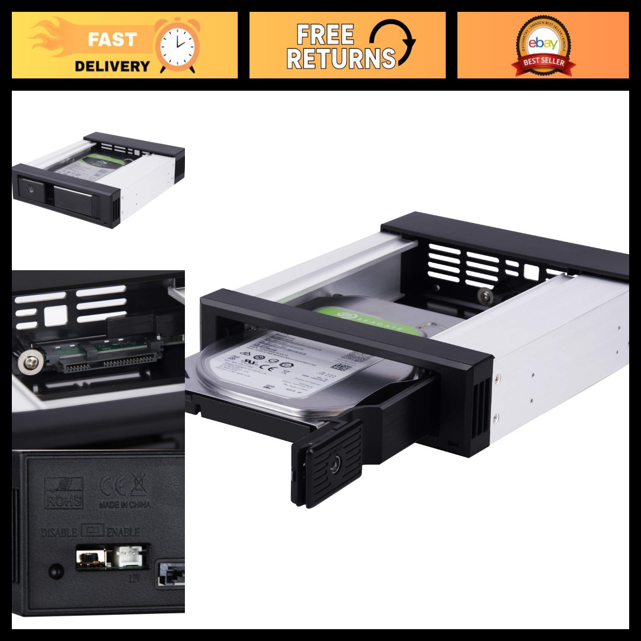 Hot-Swappable Tray-Less 5.25" to 3.5" SAS/SATA Device Bay for Easy Storage Upgra