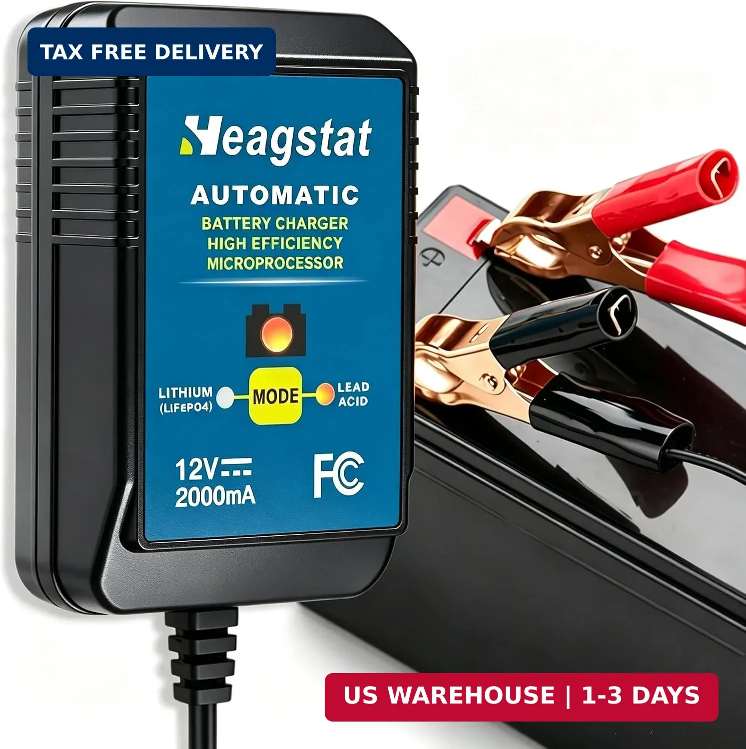 Heagstat 2A 12V Smart Battery Charger, Trickle Charger & Maintainer for Car, Mot