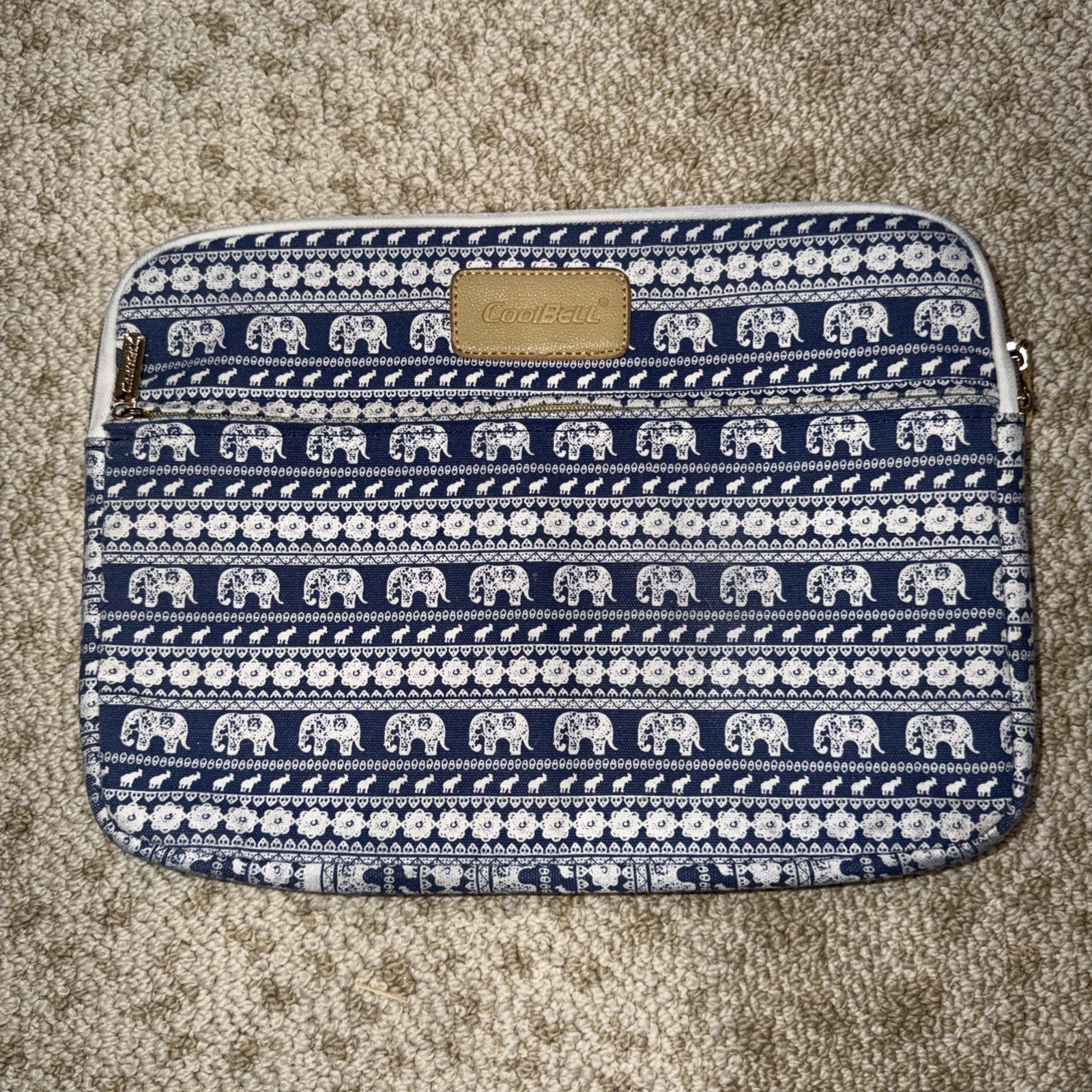 Cool bell Elephant Pattern Laptop Sleeve & Accessory Pouch Blue